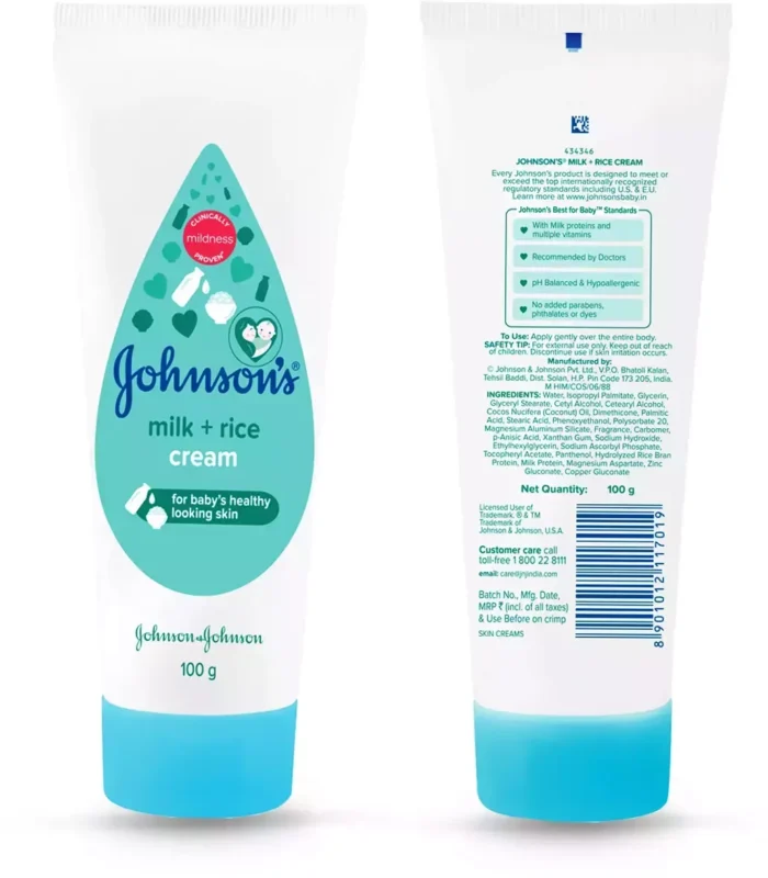 Johnsons Milk Rice Baby Cream for Face & Body - 100g - Image 3