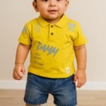 Baby Cotton Yellow T-Shirt & Shorts Kuti Set For Kids