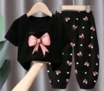 Black Butterfly Baby Girl’s T-Shirt and Full Pant Set