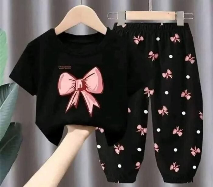 Black Butterfly Baby Girl’s T-Shirt and Full Pant Set - Image 2