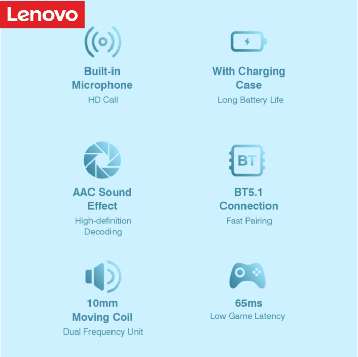 Lenovo LP40 TWS Wireless Bluetooth Earbuds - Image 4