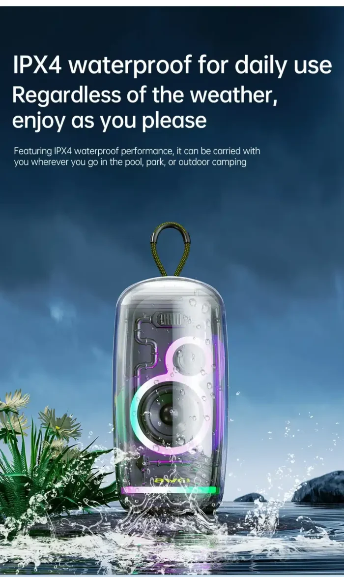 AWEI KA32 Waterproof Bluetooth Speaker Pairing Music Player Subwoofer with Colorful Light - Image 7
