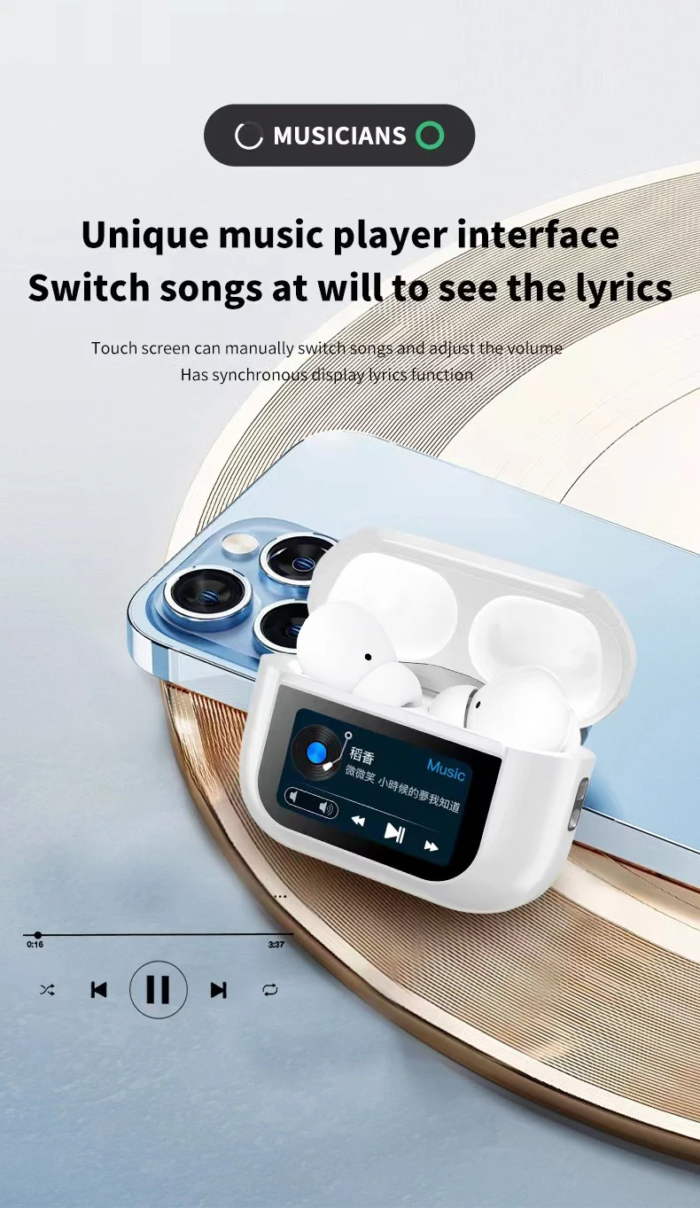 A9 Pro ANC Earbuds Touch Screen Display - Image 12