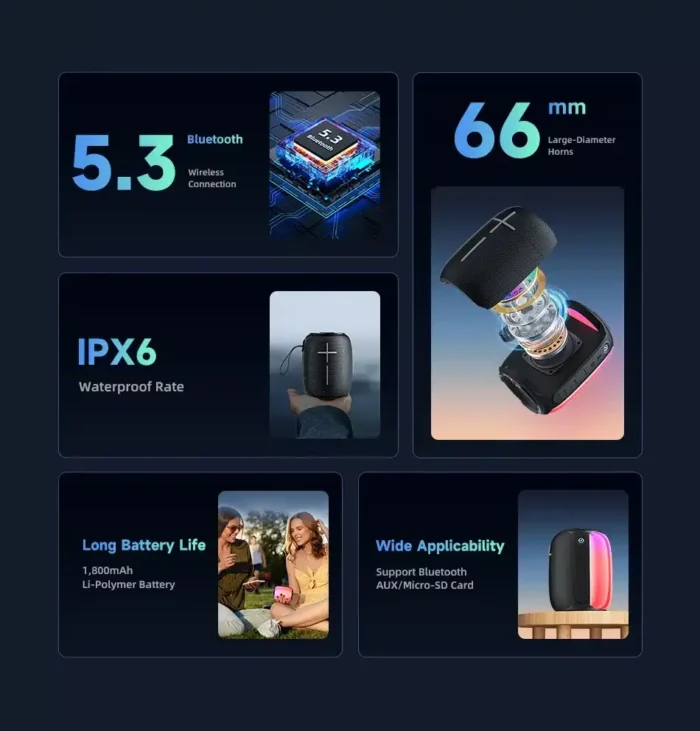 Awei Y525 Portable Outdoor Loud Bass Subwoofer Wireless Speaker - Image 8