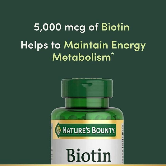 Nature's Bounty Biotin 5000mcg 150 Capsules Supports Healthy Hair Skin Nails - Image 2