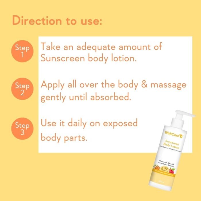 WishCare SPF50 Sunscreen Body Lotion – 200ml - Image 3