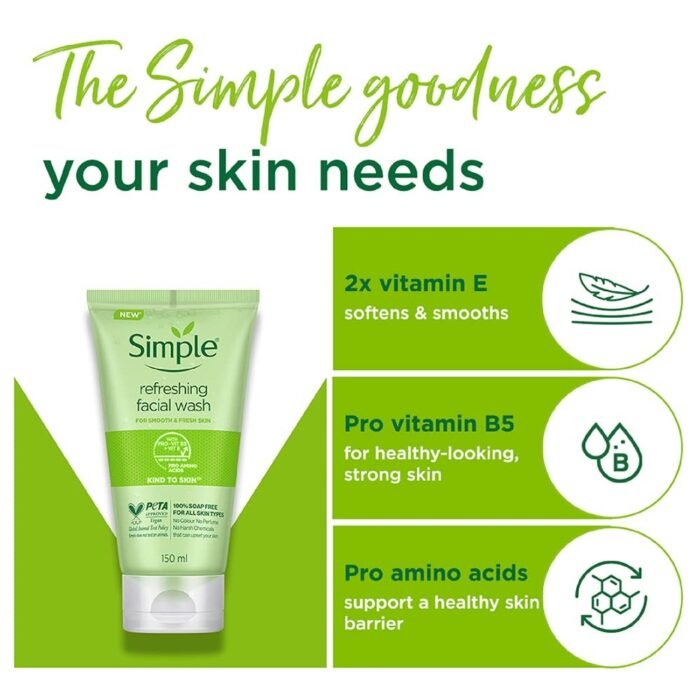 Simple Kind to Skin Refreshing Facial Wash Gel – 150ml - Image 2