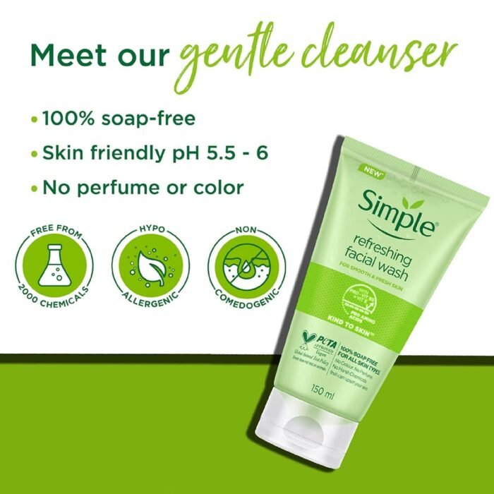 Simple Kind to Skin Refreshing Facial Wash Gel – 150ml - Image 3