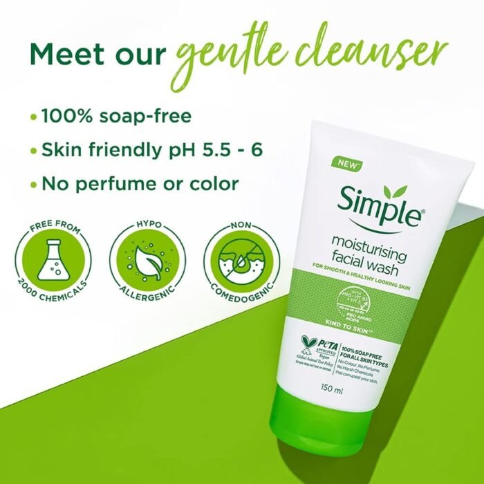 Simple Kind To Skin Moisturising Facial Wash – 150ml - Image 3