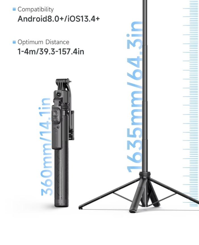 1630mm/64in C17 Tripod Selfie Stick 360° Auto Rotation Shooting Quadruped Phone Stand Face Track Bluetooth Remote Control Tripie - Image 4