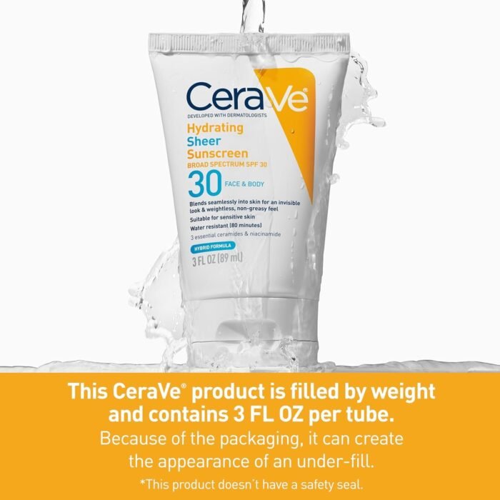 CeraVe Hydrating Sheer Sunscreen SPF 30 for Face and Body – 89ml - Image 2