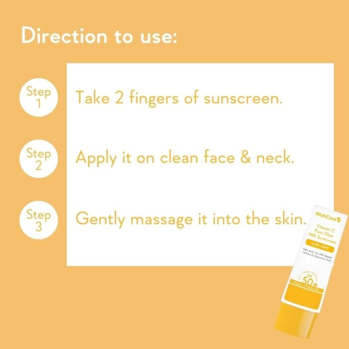 WishCare Vitamin C Pure Glow Milk Sunscreen SPF 50 PA+++ – 50g - Image 4