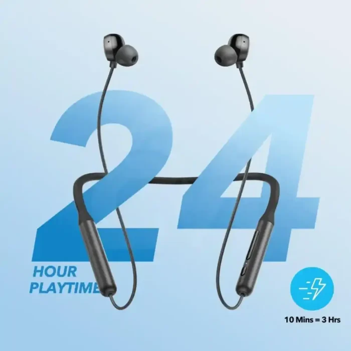 Regrsi NY-038 Neckband, a model of long battery life wireless earphones. - Image 2
