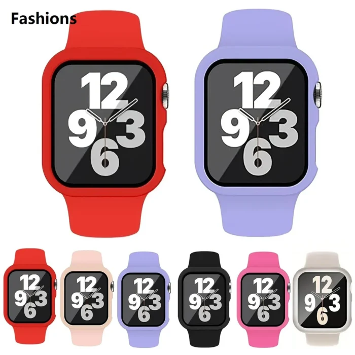 Fashions Pin Buckle Silicone Watch Band with Film Integrated PC Case For Apple Watch Series 10 42mm - Image 3