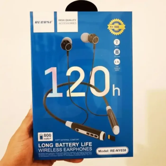 Regrsi NY-038 Neckband, a model of long battery life wireless earphones. - Image 6