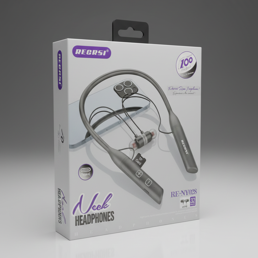 imgi_2_ADCGVTTCU8SAAKzzy8sfZdje91T2ixhqg28YbEgk RECRSI RE-NY028 Hanging Neckband Earphone - Black - Image 1
