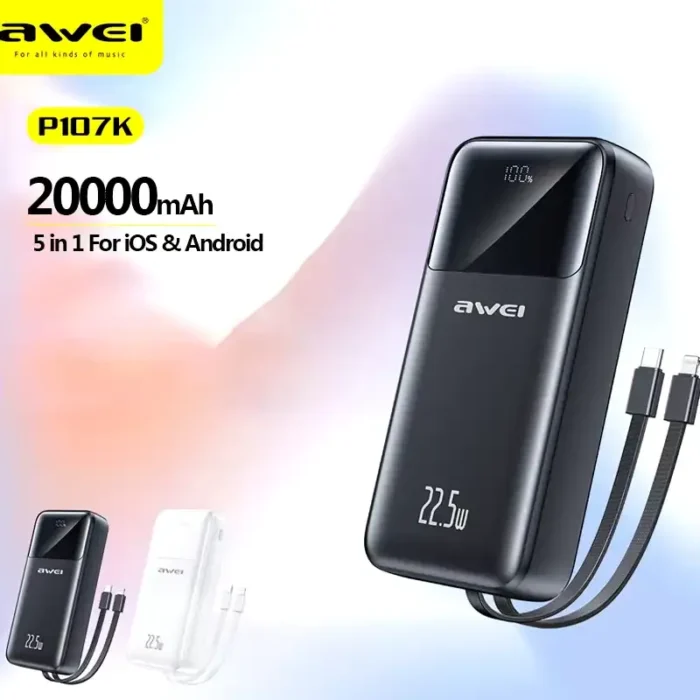 Awei P107K 20000mah 22.5W Fast Charging Digital Display Power Bank - Image 5