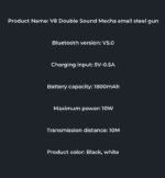 V8 Rgb Transparent Mecha Bluetooth Speaker - Image 9