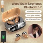 M35 TWS Wood Grain Bluetooth Earphone LED Display 9D Stereo Sound Music Headphone Wireless Earbuds Touch Control Sport Earphone with Mic