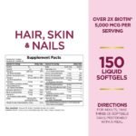 Nature’s Bounty Extra Strength Hair, Skin & Nails 5,000 mcg of Biotin, 150 Softgels - Image 3