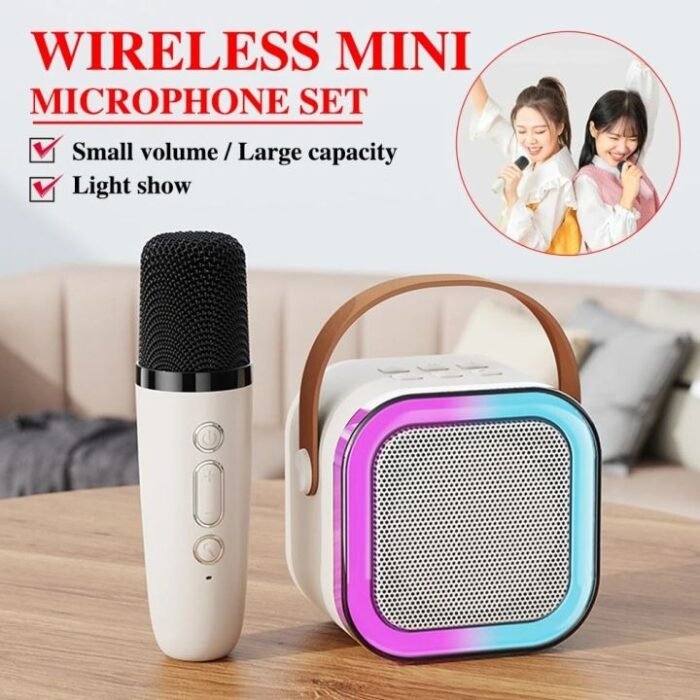 K12 Double Microphone Mini Karaoke System – Portable Audio Mic with RGB Lights & Bluetooth Wireless Speaker for Home Singing Party - Image 10