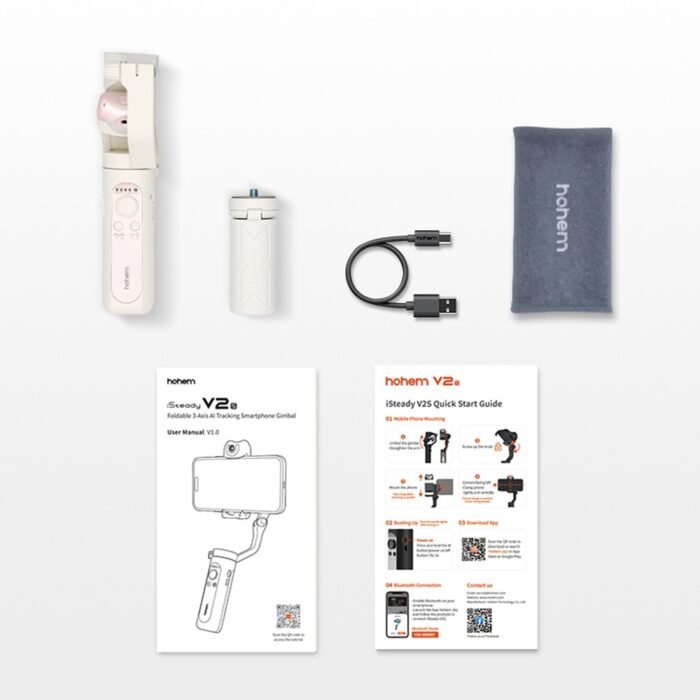 hohem iSteady V2S 3-Axis Smartphone Gimbal Stabilizer AI Smart Tracking - pink - Image 2