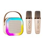K12 Double Microphone Mini Karaoke System – Portable Audio Mic with RGB Lights & Bluetooth Wireless Speaker for Home Singing Party - Image 6