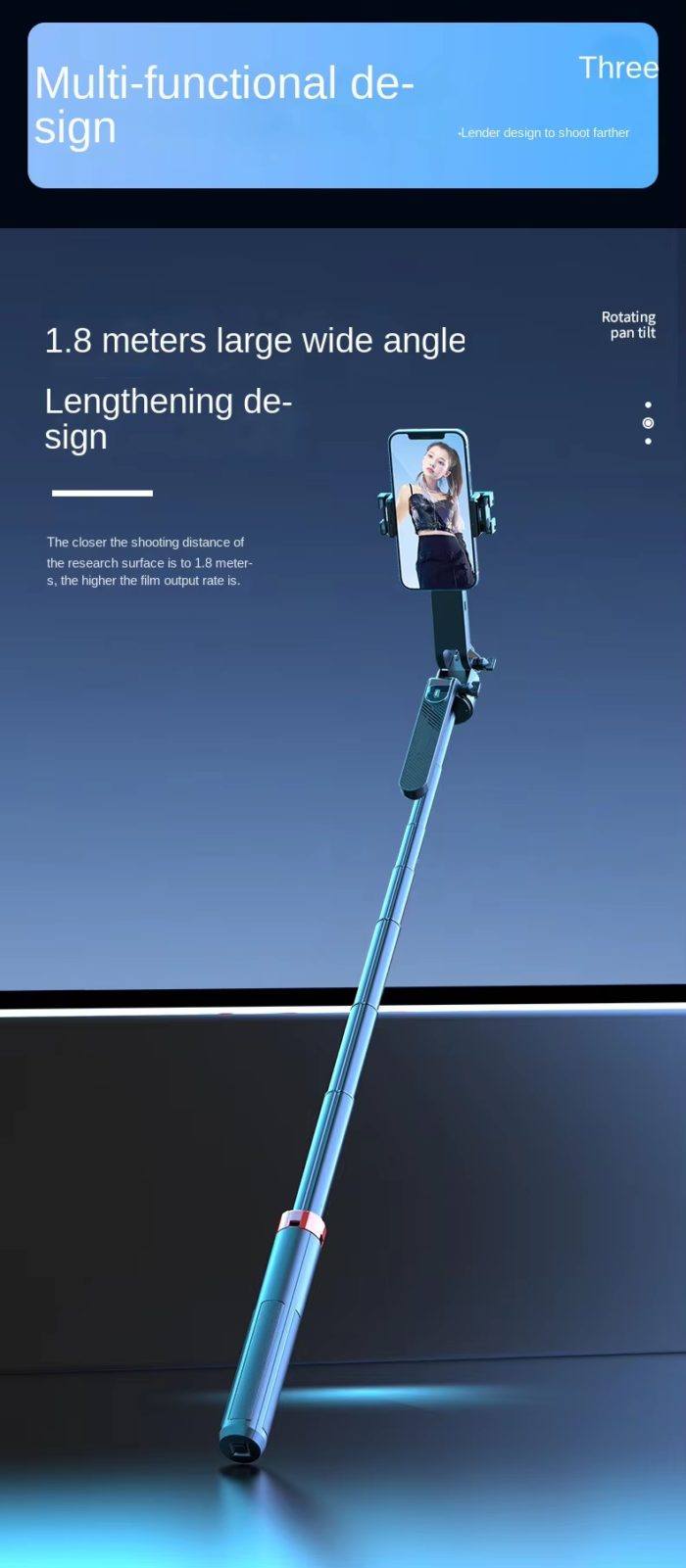 Q185 Auto Face Tracking Tripod Selfie Stick with Wireless Remote Control Smart Auto AI Tracking Stabilizer Gimbal (5.8) foot - Image 3