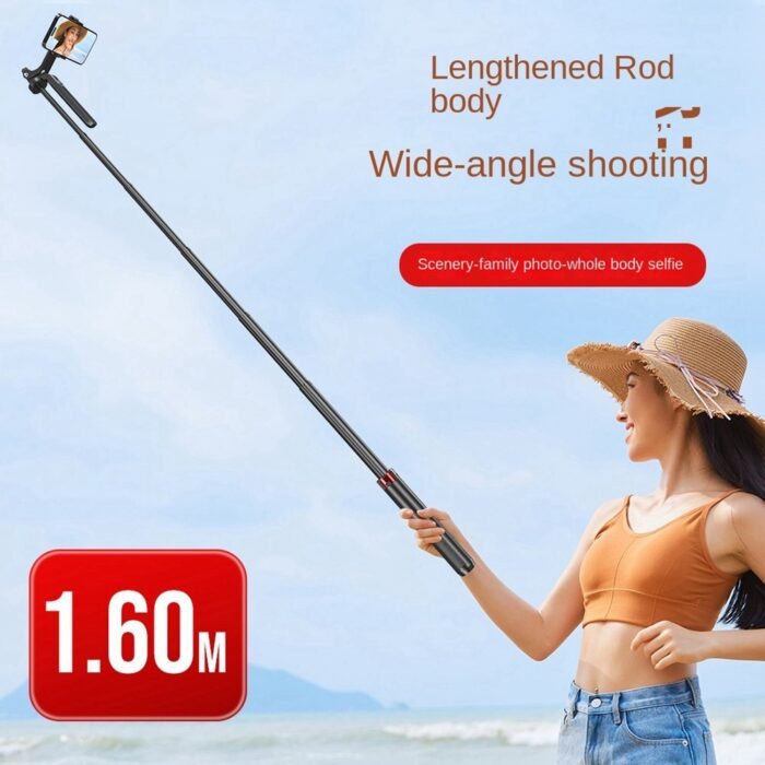 P185 Aluminum Alloy 1.6M Handheld Stabilizer Floor Telescopic Pole Quadrupod Mobile Phone Bluetooth Selfie Stick-B Easy Install Easy to Use - Image 6
