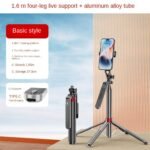 P185 Aluminum Alloy 1.6M Handheld Stabilizer Floor Telescopic Pole Quadrupod Mobile Phone Bluetooth Selfie Stick-B Easy Install Easy to Use - Image 7