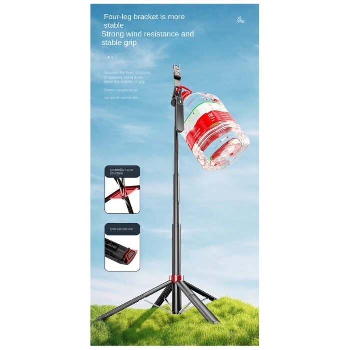 P185 Aluminum Alloy 1.6M Handheld Stabilizer Floor Telescopic Pole Quadrupod Mobile Phone Bluetooth Selfie Stick-B Easy Install Easy to Use - Image 8