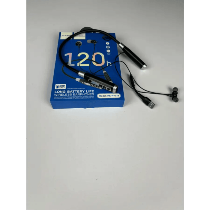 Regrsi NY-038 Neckband, a model of long battery life wireless earphones. - Image 9