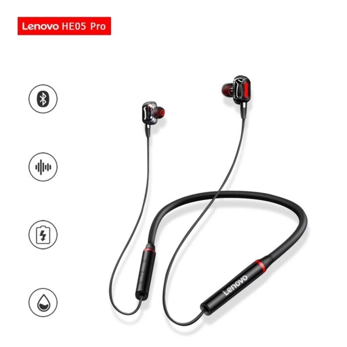 Original Lenovo HE05 Pro TWS Wireless Earphone Bluetooth 5.0 Sports Noise Canceling Neckband Headphones Waterproof Microphone - Image 14