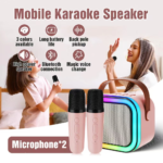K12 Double Microphone Mini Karaoke System – Portable Audio Mic with RGB Lights & Bluetooth Wireless Speaker for Home Singing Party - Image 11