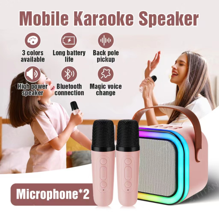 K12 Double Microphone Mini Karaoke System – Portable Audio Mic with RGB Lights & Bluetooth Wireless Speaker for Home Singing Party - Image 11