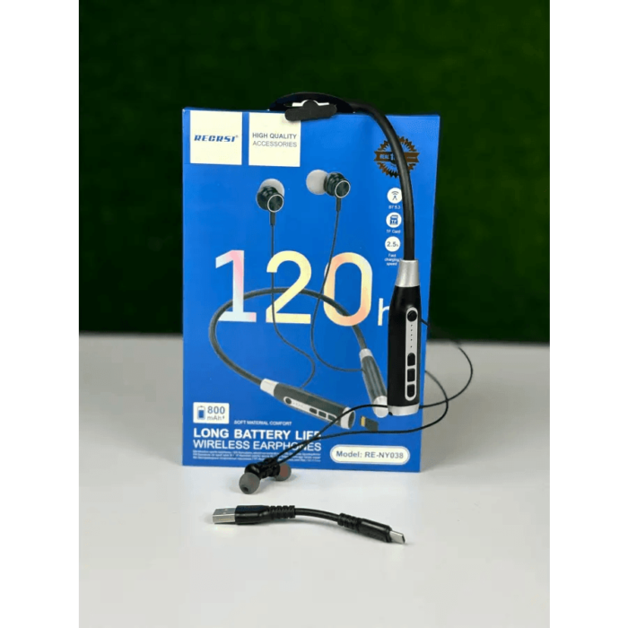 Regrsi NY-038 Neckband, a model of long battery life wireless earphones. - Image 7