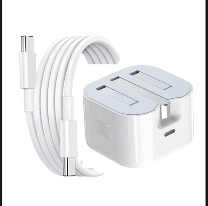 35 w 3 pin c charger I phone  35W Fast Charger For All Smart Phone Iphone, Samsung , Redmi, Realme, Poco, Vivo,Xiaomi Fast Charging And Cable Type C To Type C (3Pin Charger + Cable) - Image 6