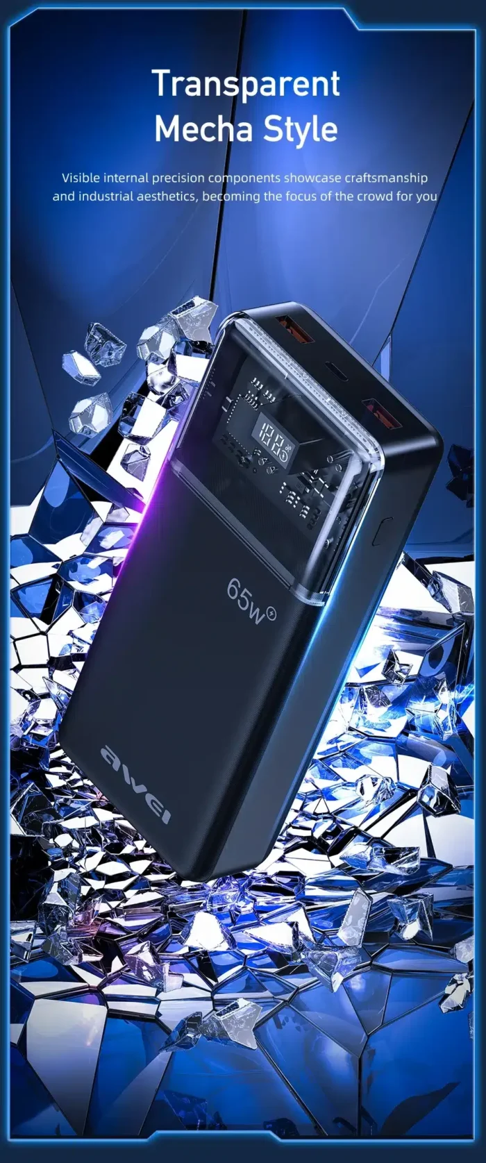 Awei P109K 30000mAh Type C PD65W Fast Charge Powerbank - Image 4