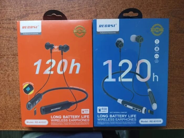 Regrsi NY-038 Neckband, a model of long battery life wireless earphones. - Image 5