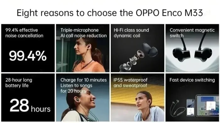 OPPO Enco M33 ANC Noise Cancelling Neckband Earphones - Image 2