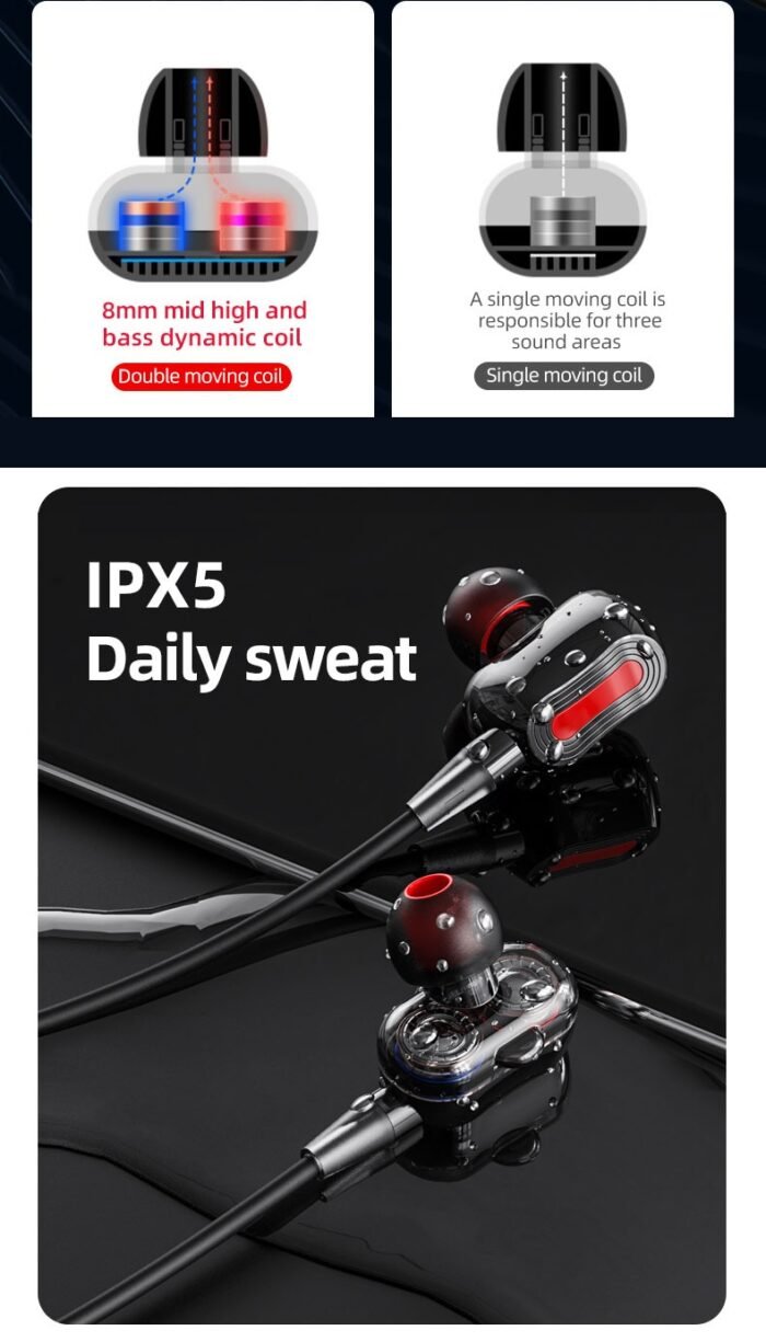 Original Lenovo HE05 Pro TWS Wireless Earphone Bluetooth 5.0 Sports Noise Canceling Neckband Headphones Waterproof Microphone - Image 15