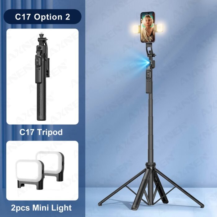 1630mm/64in C17 Tripod Selfie Stick 360° Auto Rotation Shooting Quadruped Phone Stand Face Track Bluetooth Remote Control Tripie - Image 37