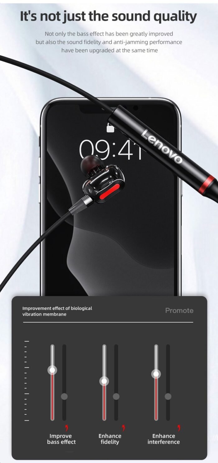 Original Lenovo HE05 Pro TWS Wireless Earphone Bluetooth 5.0 Sports Noise Canceling Neckband Headphones Waterproof Microphone - Image 16