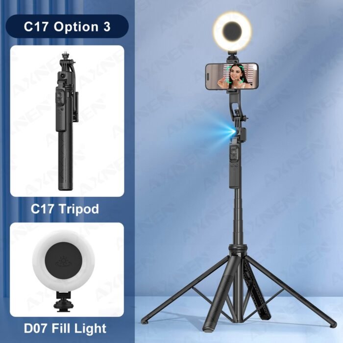 1630mm/64in C17 Tripod Selfie Stick 360° Auto Rotation Shooting Quadruped Phone Stand Face Track Bluetooth Remote Control Tripie - Image 35