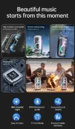 AWEI KA32 Waterproof Bluetooth Speaker Pairing Music Player Subwoofer with Colorful Light - Image 3