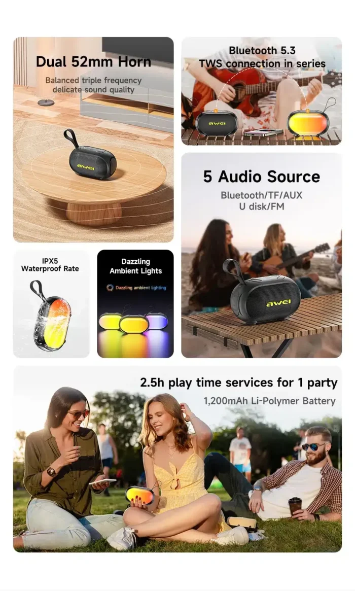 Awei KA1 RGB Portable Bluetooth Speaker - Image 3