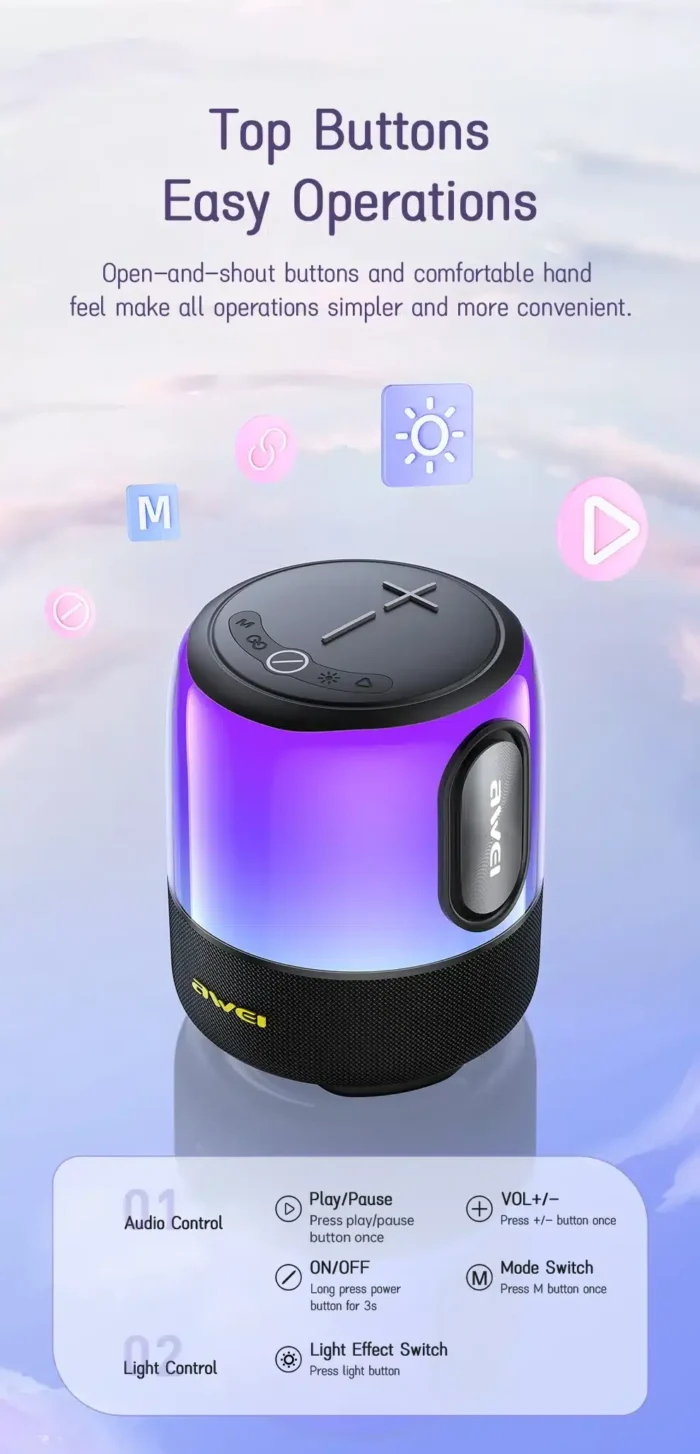 Awei Y680 TWS Powerful Waterproof Portable Wireless Subwoofer - Image 3