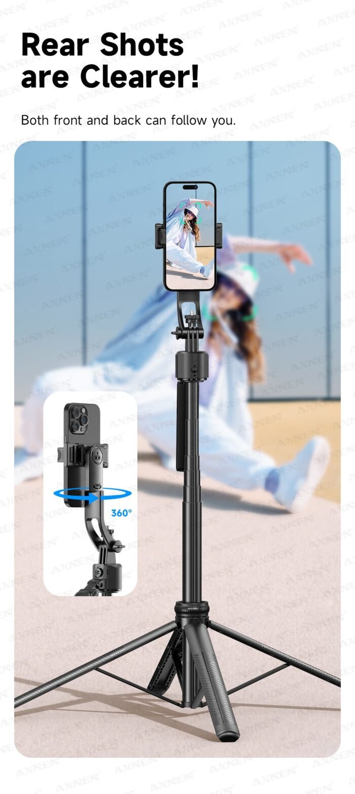 1630mm/64in C17 Tripod Selfie Stick 360° Auto Rotation Shooting Quadruped Phone Stand Face Track Bluetooth Remote Control Tripie - Image 11
