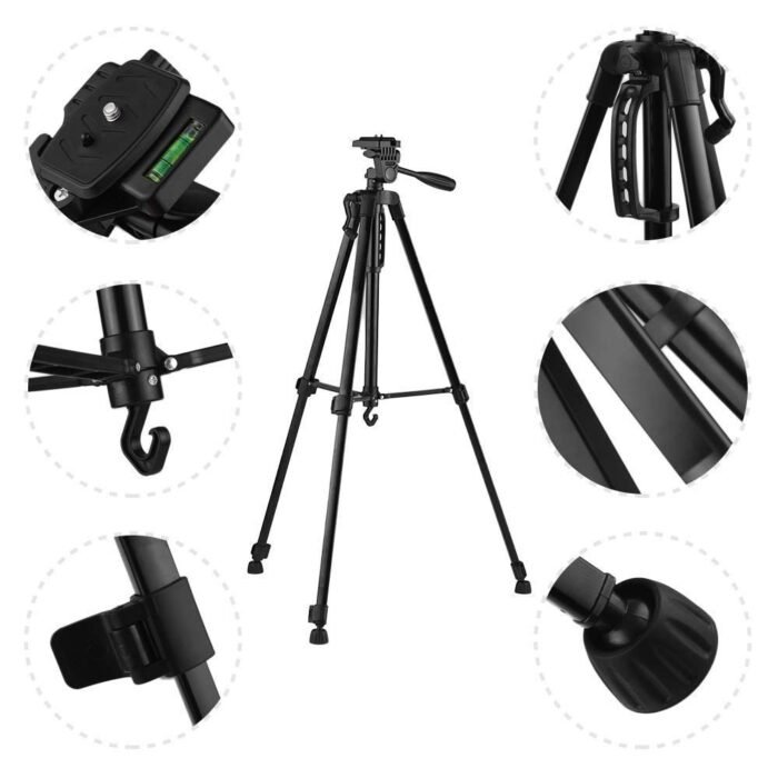 3366 Aluminum Tripod (55-Inch), Universal Lightweight Tripod with Mobile Phone Holder Mount & Carry Bag for All Smart Phones, Gopro, Cameras - Image 2