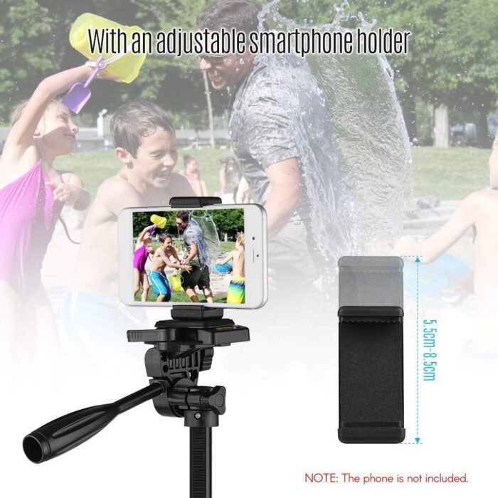 3366 Aluminum Tripod (55-Inch), Universal Lightweight Tripod with Mobile Phone Holder Mount & Carry Bag for All Smart Phones, Gopro, Cameras - Image 3